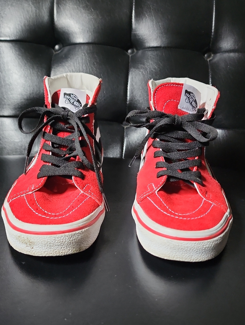 Vans Sk8-Hi Bolt Racing Red Black Lightning Bolt High Top Skate Sneakers 8.5 - Picture 4 of 12